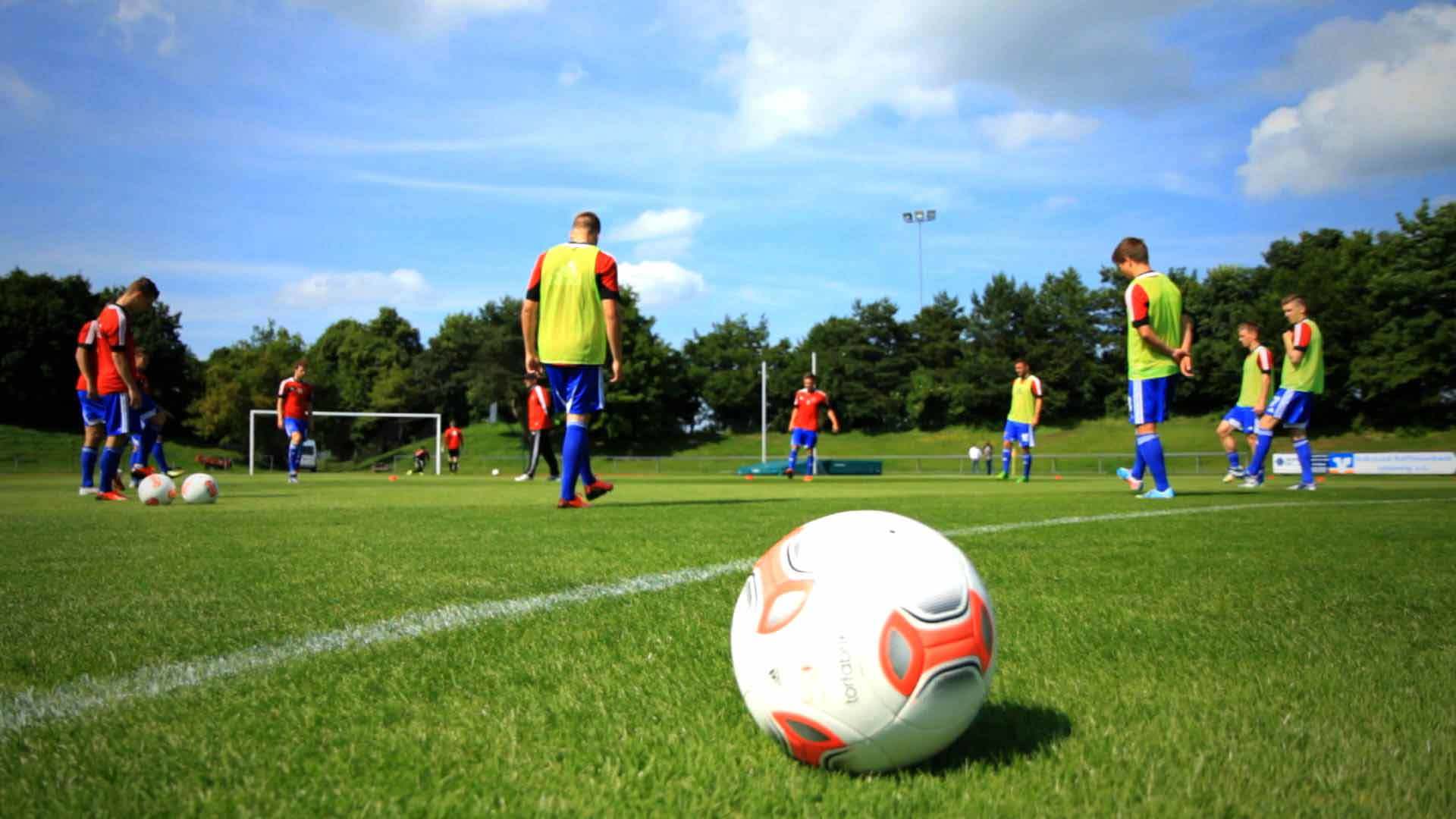 Spieler beim Aufwärmen
