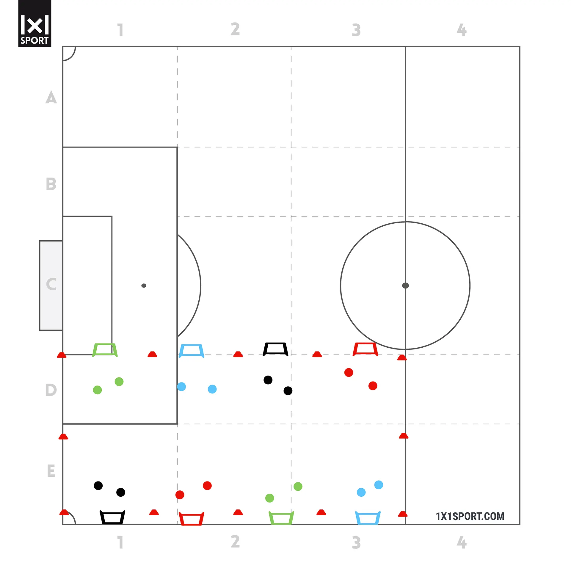 Chaosball Variante mit vier Spielfeldern
