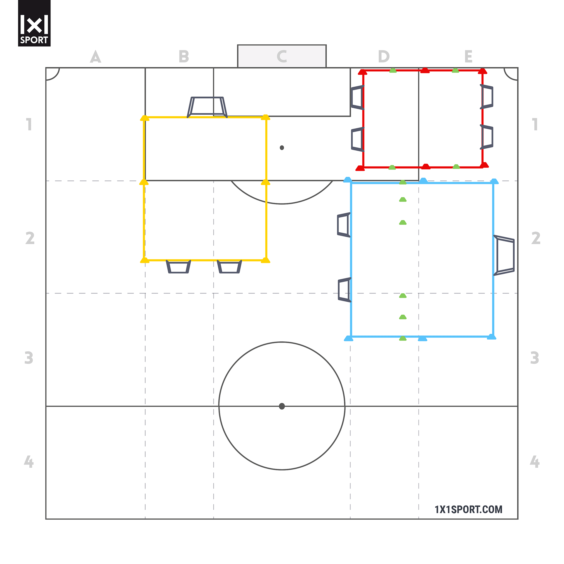 Spielfeldaufteilung für Spielformen