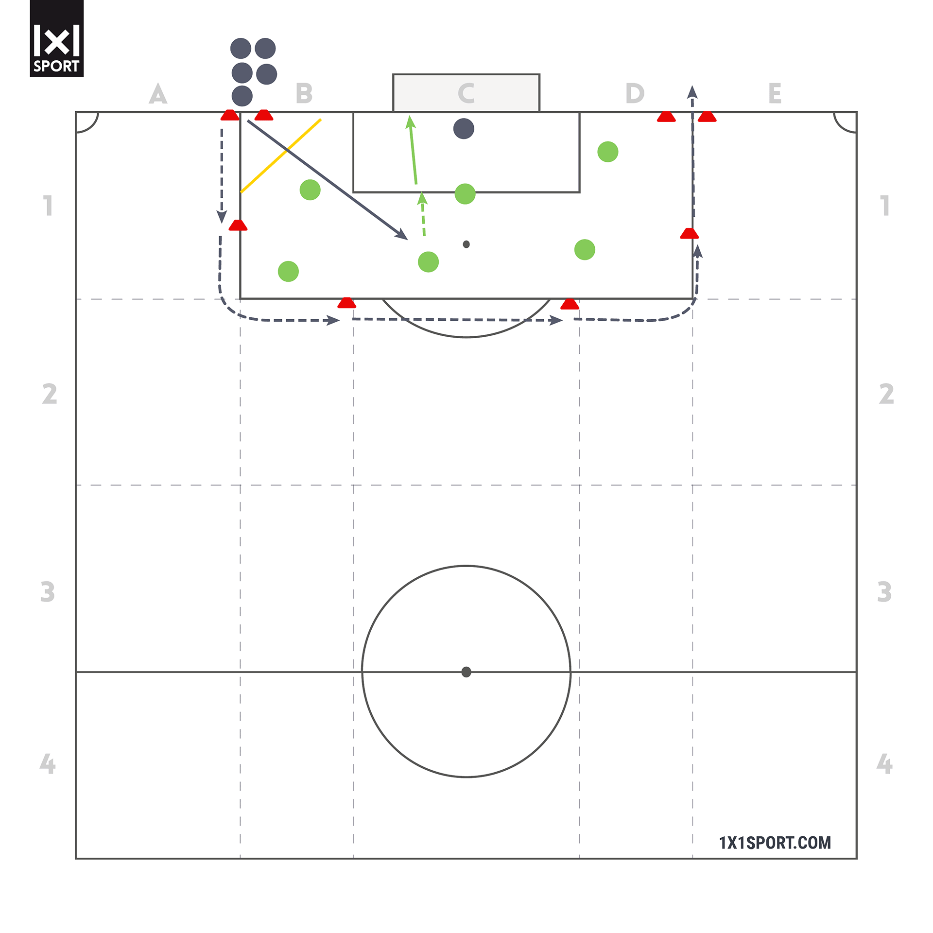 Übungsaufbau Fußball-Baseball