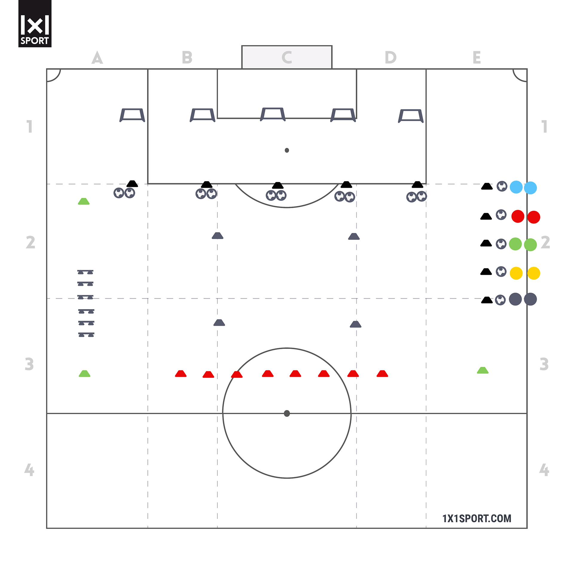 Übungsaufbau Fußball-Biathlon